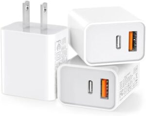 3 Pack USB C Wall Charger, 20W Durable Dual Port QC+PD 3.0 P...