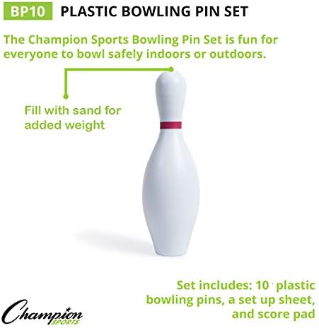 Champion Sports Bowling Set with Plastic Pins - Ball Include...