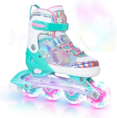Nattork Girls Inline Skates for Kids Boys, 4 Sizes Adjustabl...