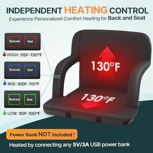 HOPERAN 2pcs Dual-Sided Heated Stadium Seats for Bleachers w...