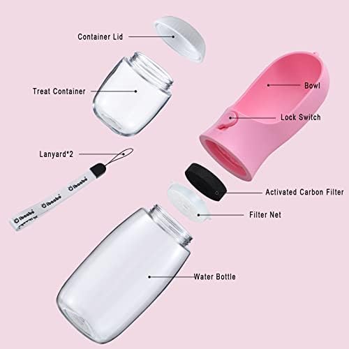Dog Water Bottle with Food Container, Travel Puppy Water Bow...