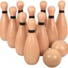 NI-ROU Outdoor Giant Lawn Bowling Games Rubber Wooden Lawn S...