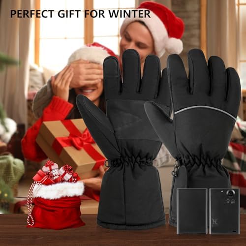 Heated Gloves for Men Women, Touchscreen Electric Waterproof...