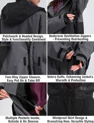 GSOU SNOW Mens Womens Ski Jacket Baggy Snowboard Coat Waterp...