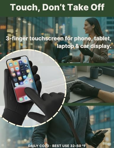 Winter Gloves Women Men Cold Weather Touch Screen 3-Layers L...