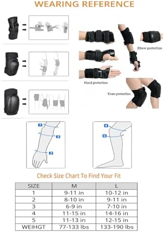 Knee Pads Elbow Pads Wrist Guards for Adult Youth Kids 6 in ...