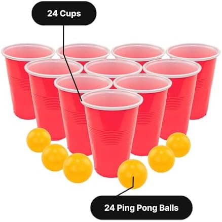 Fairly Odd Novelties Beer Pong Set - 22 Durable Cups in Red ...