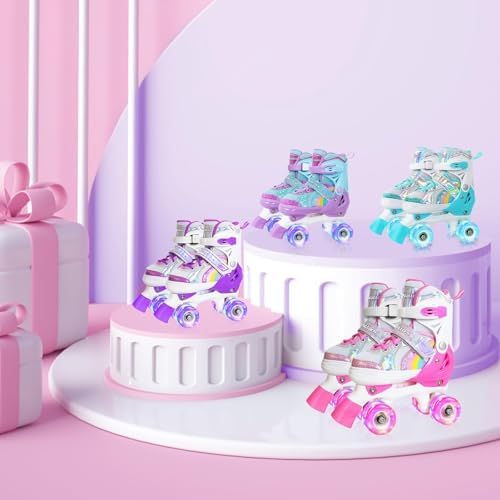 Nattork Girls Roller Skates for Kids, 4 Size Adjustable Rain...