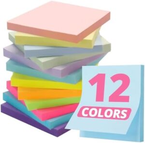 Sticky Notes, 12 Pads, 3x3 inches, Soft Pastel Self-Stick No...