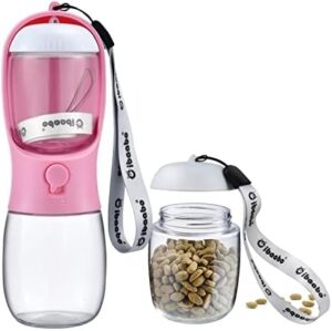 Dog Water Bottle with Food Container, Travel Puppy Water Bow...
