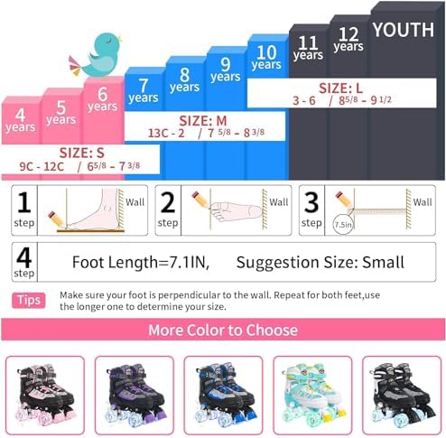 Nattork Roller Skates for Kids Boys Girls, 4 Size Adjustable...