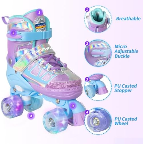 MammyGol Roller Skates for Kids Boys Girls, Adjustable Quad ...