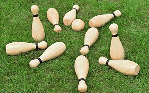 NI-ROU Outdoor Giant Lawn Bowling Games Rubber Wooden Lawn S...