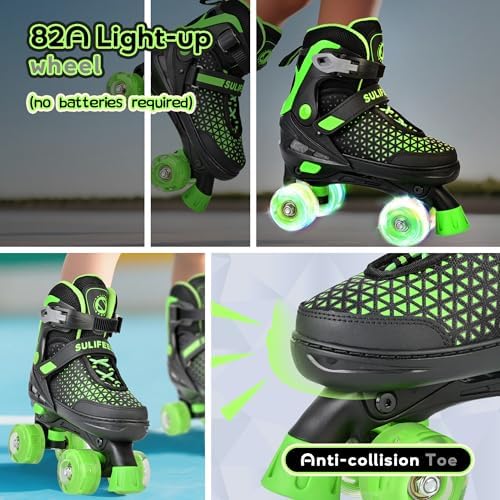SULIFEEL Roller Skates for Girls Boys Kids,4 Sizes Adjustabl...