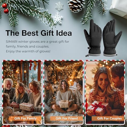 SIMARI Winter Waterproof Warm Gloves Women Men with Touchscr...