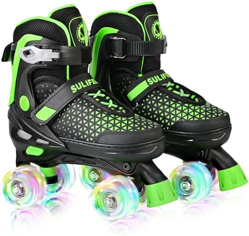 SULIFEEL Roller Skates for Girls Boys Kids,4 Sizes Adjustabl...