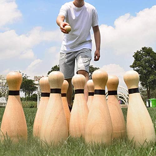 NI-ROU Outdoor Giant Lawn Bowling Games Rubber Wooden Lawn S...