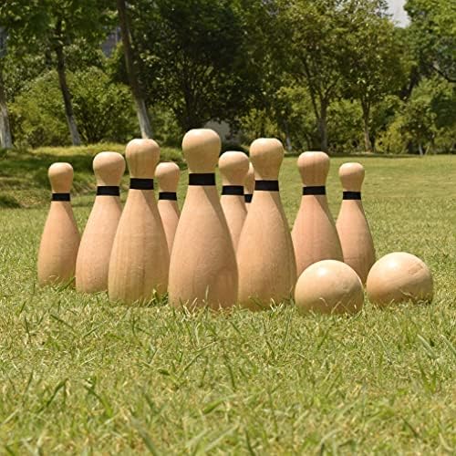 NI-ROU Outdoor Giant Lawn Bowling Games Rubber Wooden Lawn S...