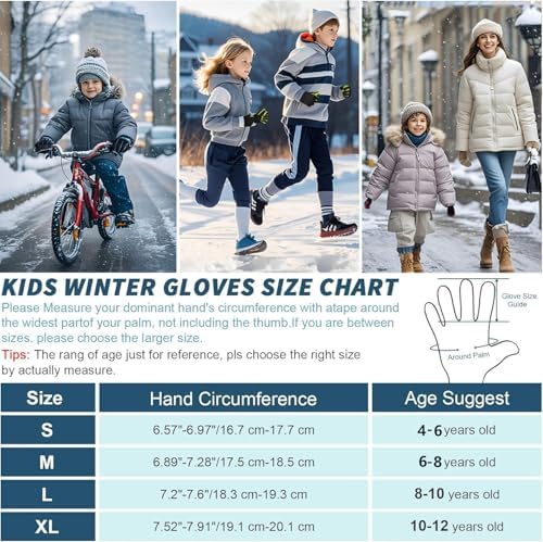 Sukeen Kids Winter Gloves, Touchscreen Anti-Slip Kids Cyclin...