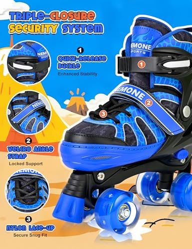 NEMONE Mermaid 4 Size Adjustable Light up Roller Skates for ...
