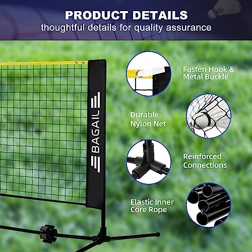BAGAIL Badminton Net, Height Adjustable Kids Volleyball Net,...