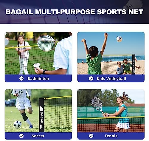 BAGAIL Badminton Net, Height Adjustable Kids Volleyball Net,...