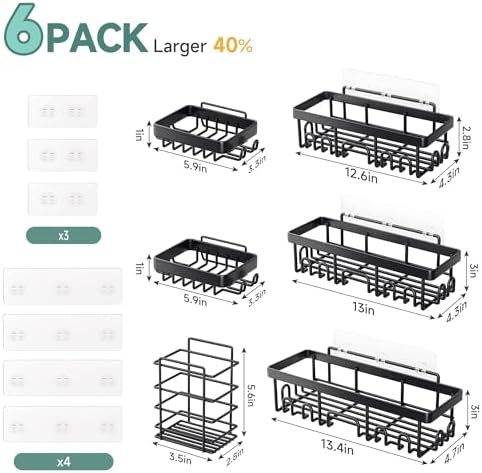 Veken Shower Caddy 6-Pack,Advanced Rustproof Design, No Dril...