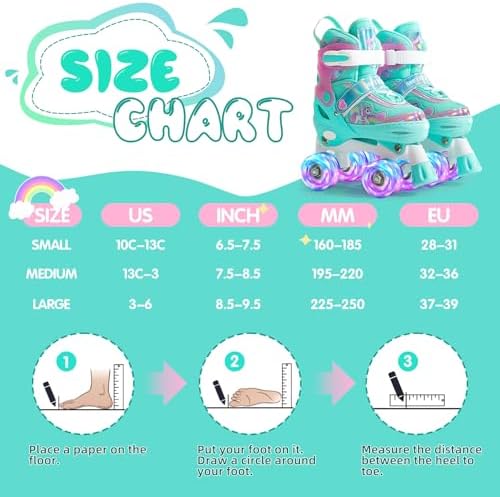 METROLLER Kids Roller Skates Girls Ages 4-6 5-8 8-12 Adjusta...