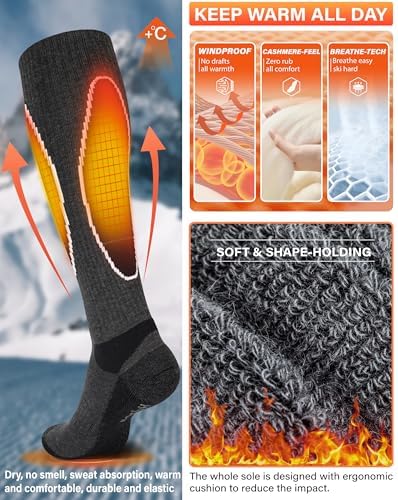 Hylaea Merino Wool Ski Socks, Cold Weather Socks for Snowboa...