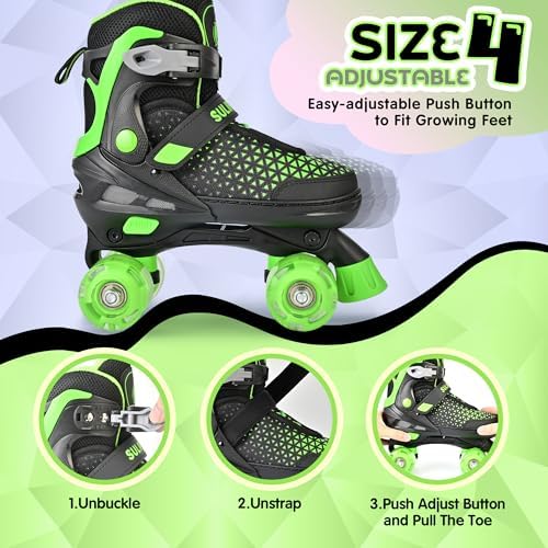 SULIFEEL Roller Skates for Girls Boys Kids,4 Sizes Adjustabl...