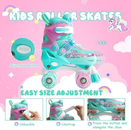 METROLLER Kids Roller Skates Girls Ages 4-6 5-8 8-12 Adjusta...