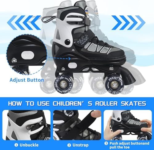 Nattork Roller Skates for Kids Boys Girls, 4 Size Adjustable...
