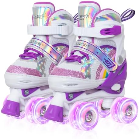 Nattork Girls Roller Skates for Kids, 4 Size Adjustable Rain...