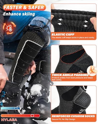 Hylaea Merino Wool Ski Socks, Cold Weather Socks for Snowboa...