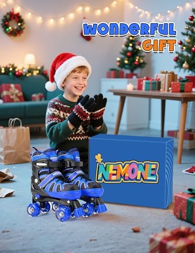 NEMONE Mermaid 4 Size Adjustable Light up Roller Skates for ...