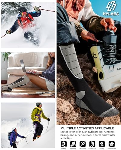 Hylaea Merino Wool Ski Socks, Cold Weather Socks for Snowboa...
