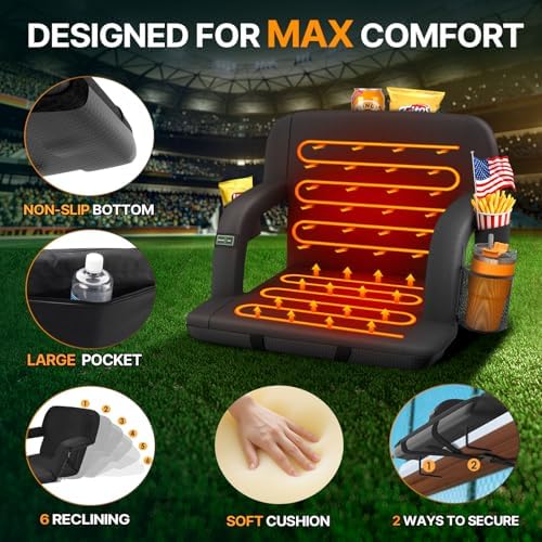 HOPERAN 2pcs Dual-Sided Heated Stadium Seats for Bleachers w...