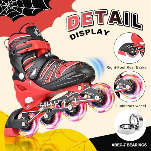 SULIFEEL Rainbow Unicorn Inline Skates for Girls Boys 4 Size...