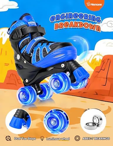 NEMONE Mermaid 4 Size Adjustable Light up Roller Skates for ...