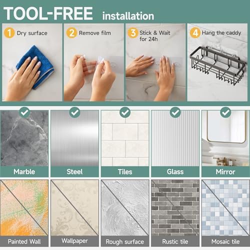 Veken Shower Caddy 6-Pack,Advanced Rustproof Design, No Dril...