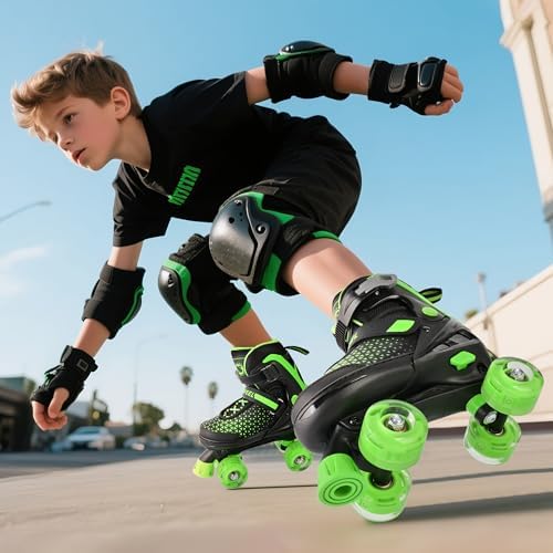 SULIFEEL Roller Skates for Girls Boys Kids,4 Sizes Adjustabl...