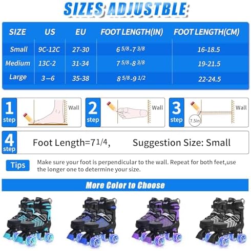 Nattork Kids Roller Skates for Boys & Girls, 4 Size Adjustab...