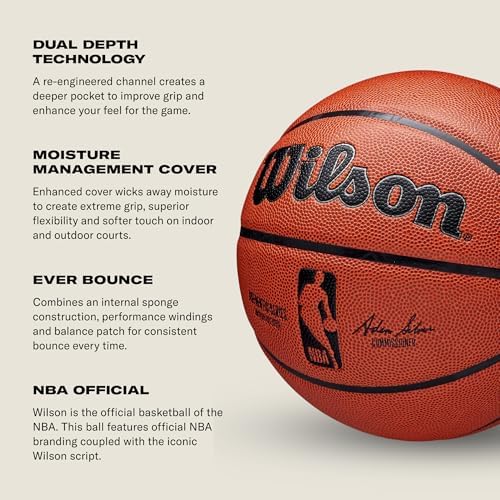 WILSON NBA Authentic Indoor/Outdoor Basketballs - Size 3, Si...