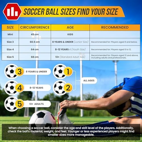 Vizari Soccer Ball for Youth, Adult, Kids | Sizes 3,4,5 | Du...