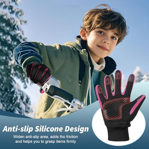 Sukeen Kids Winter Gloves, Touchscreen Anti-Slip Kids Cyclin...