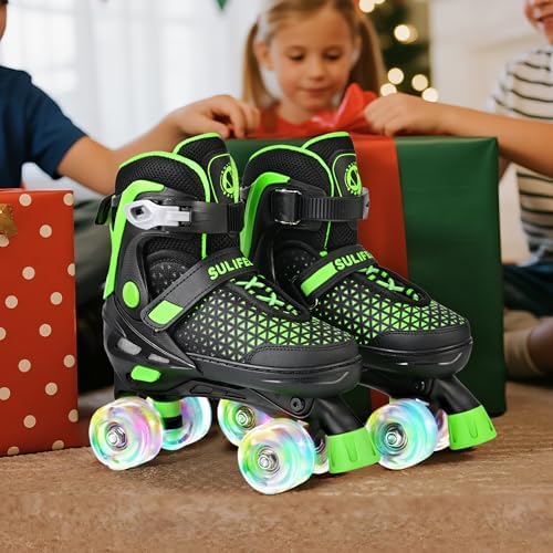 SULIFEEL Roller Skates for Girls Boys Kids,4 Sizes Adjustabl...