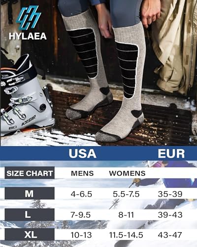 Hylaea Merino Wool Ski Socks, Cold Weather Socks for Snowboa...