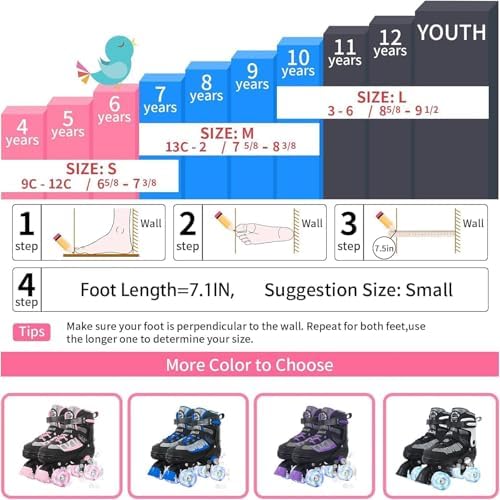MammyGol Roller Skates for Kids Boys Girls, Adjustable Quad ...