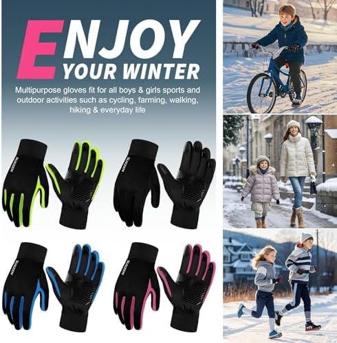 Sukeen Kids Winter Gloves, Touchscreen Anti-Slip Kids Cyclin...