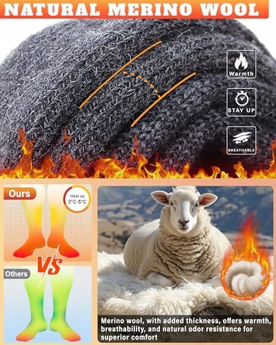 Hylaea Merino Wool Ski Socks, Cold Weather Socks for Snowboa...
